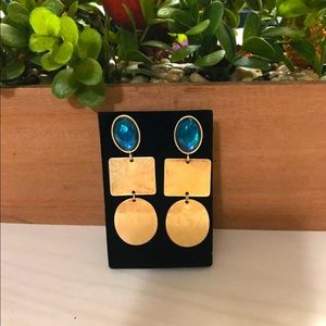 Blue Geometric Drop Earrings